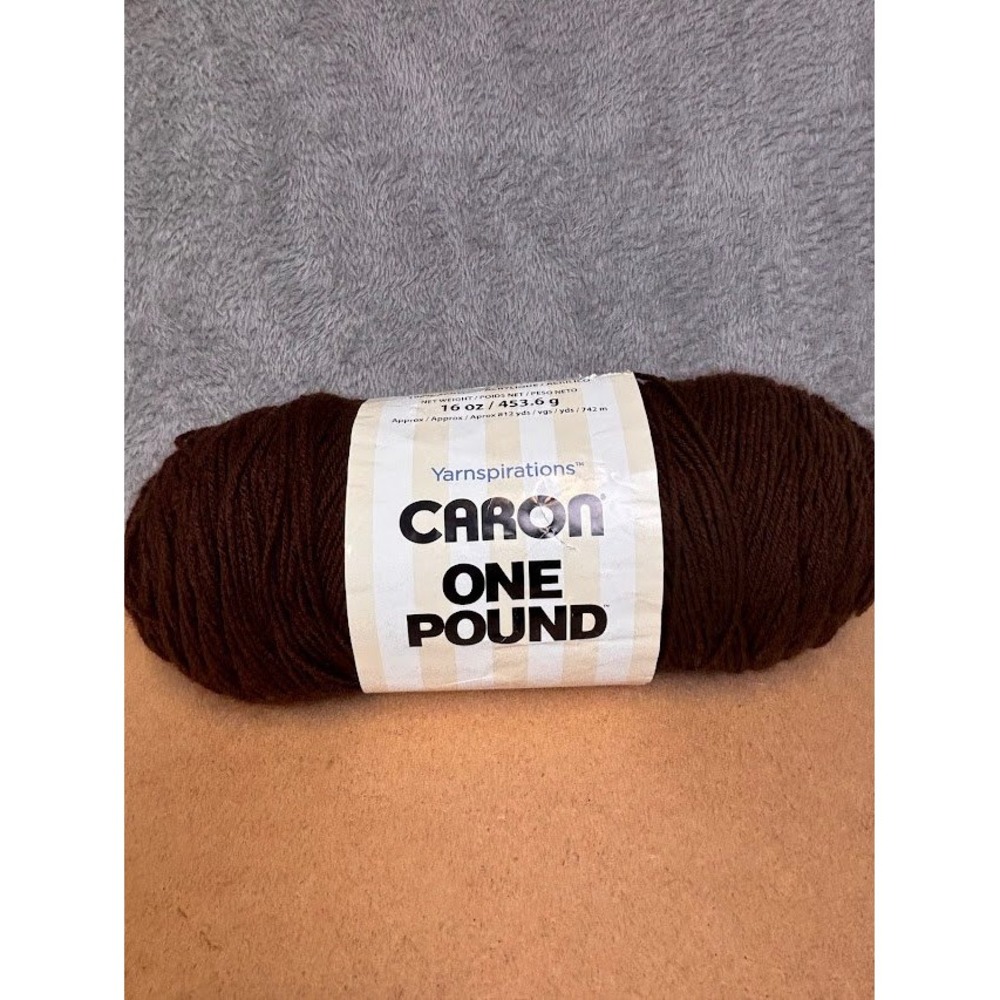 Caron One Pound Acrylic Yarn Espresso Brown 16oz 812 Yards Medium 4 Worsted 1058